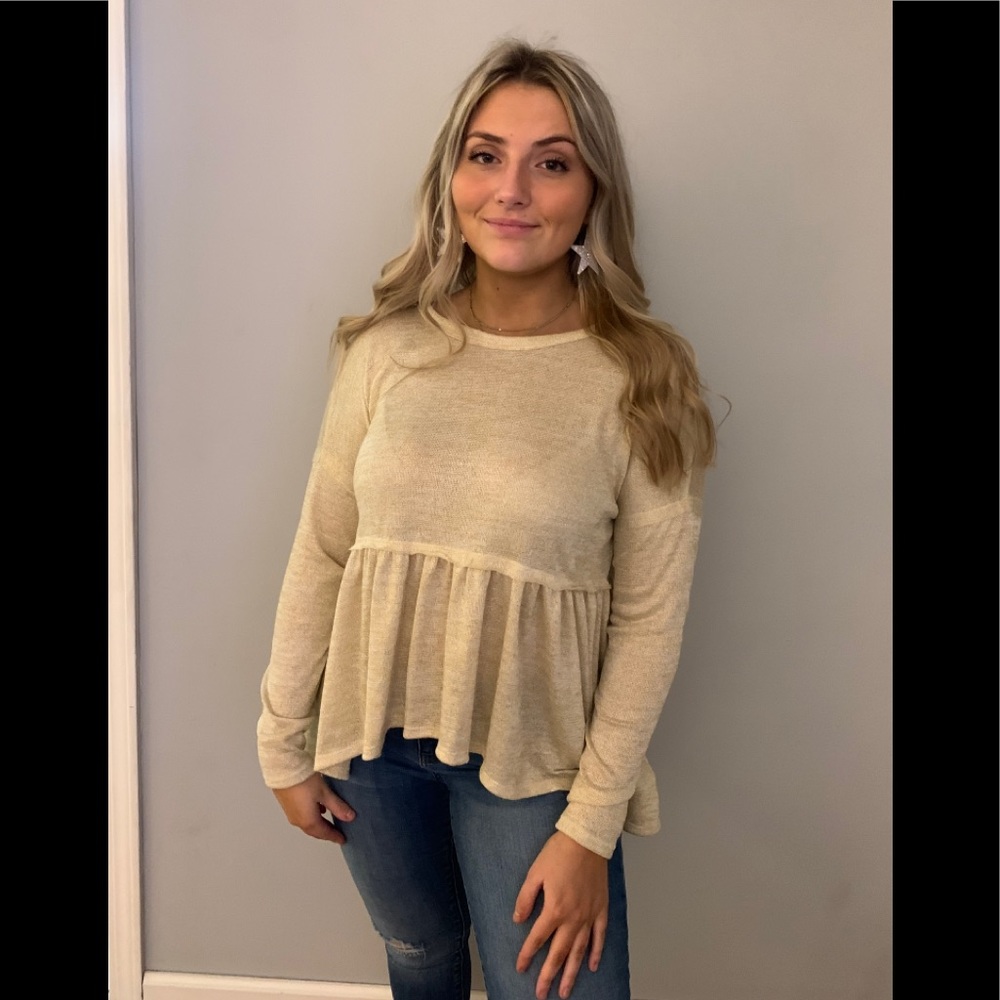 PLC Gold Sparkle Ruffle Tee